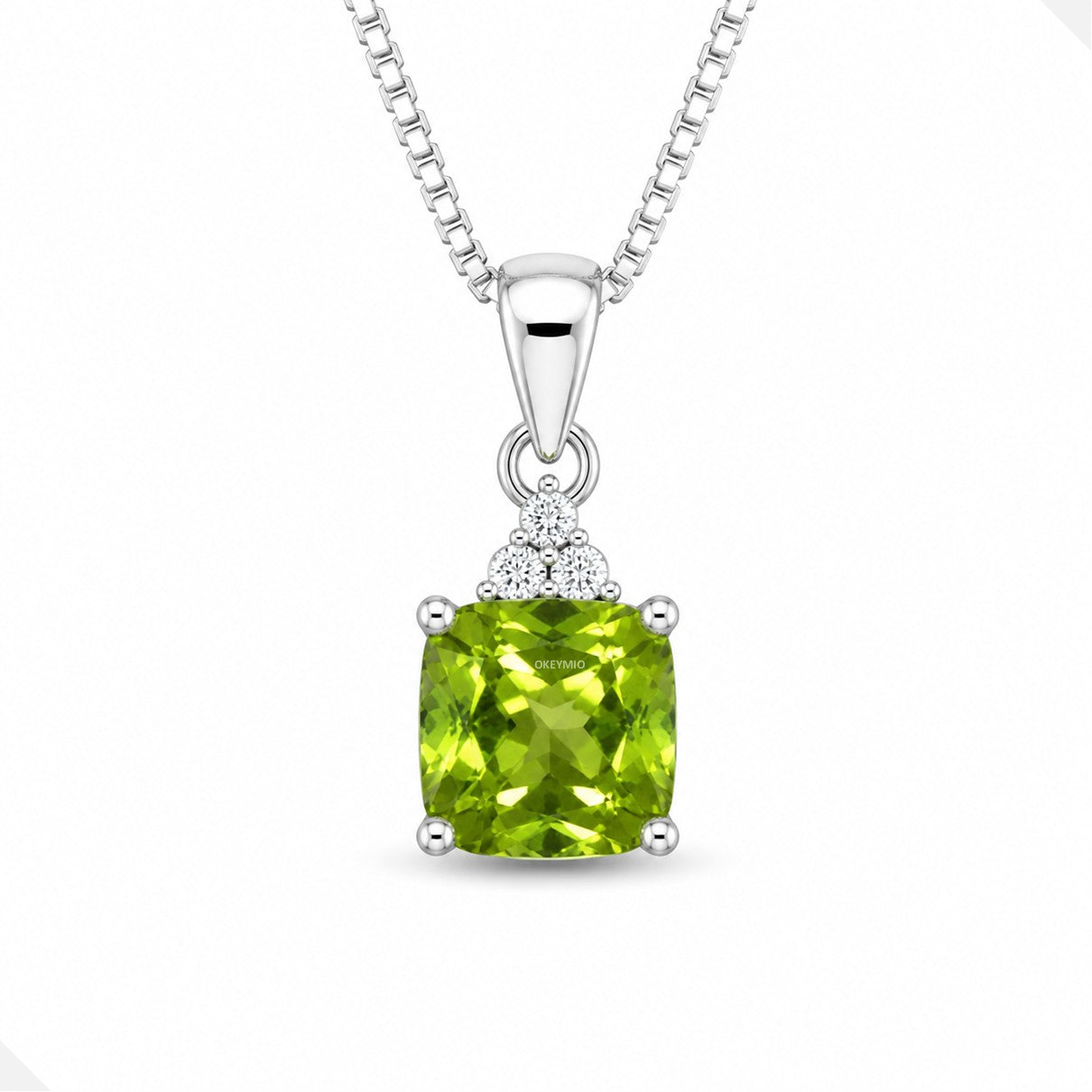 Dije Peridoto Natural Con Cadena Plata 925 Antialérgico