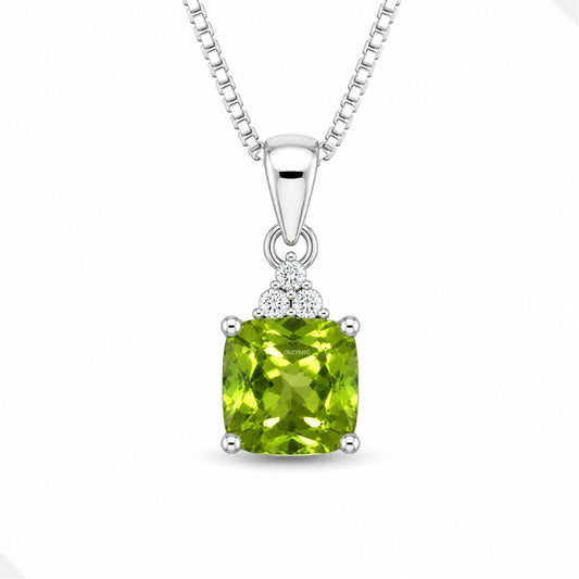 Dije Peridoto Natural Con Cadena Plata 925 Antialérgico