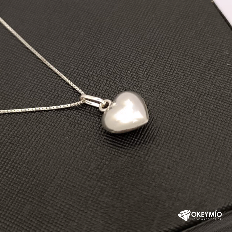 Cadena Con Dije Corazón Inflado En Plata 925