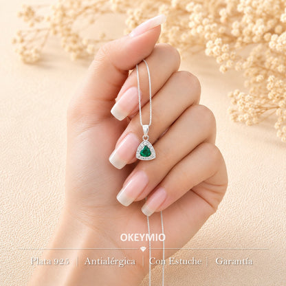 Dije Plata 925 Trillion Verde Con Circones Diseño Elegante
