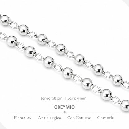 Rosario Camandula  58 cm | Balin 4 mm | Plata 925 Italiana
