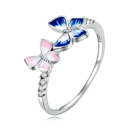 Anillo Mariposas En Plata 925