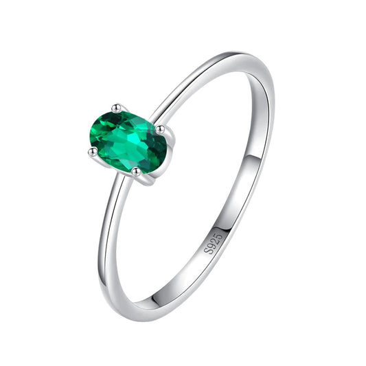 Anillo Compromiso Esmeralda Ovalada