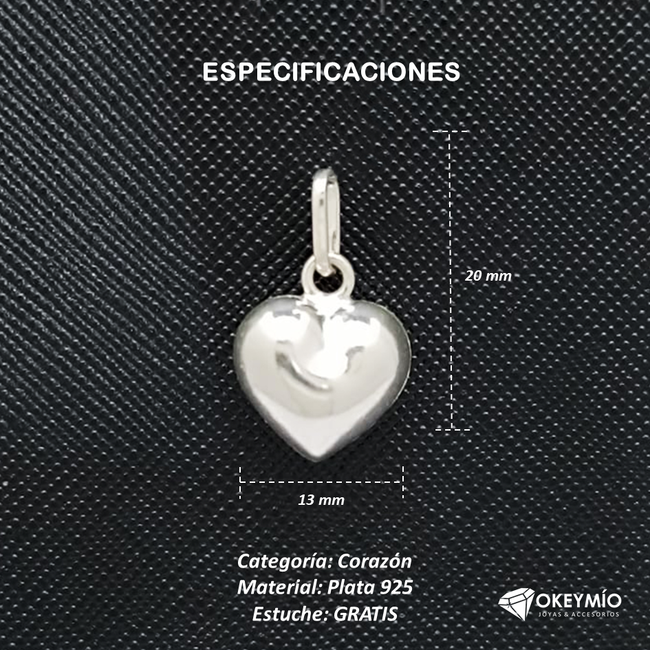 Cadena Con Dije Corazón Inflado En Plata 925