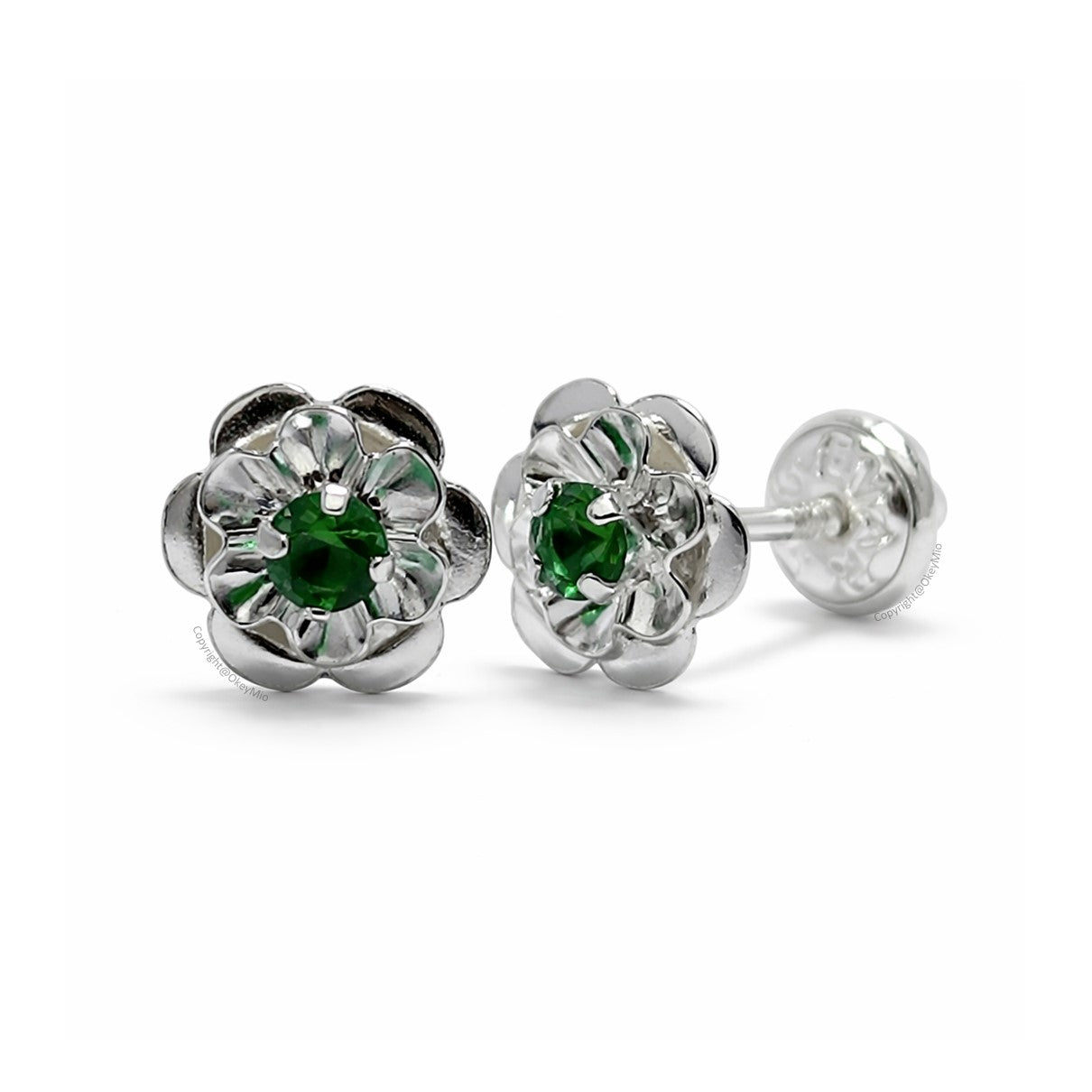 Aretes Topos Flor Con Circones Para Mujer En Plata 925
