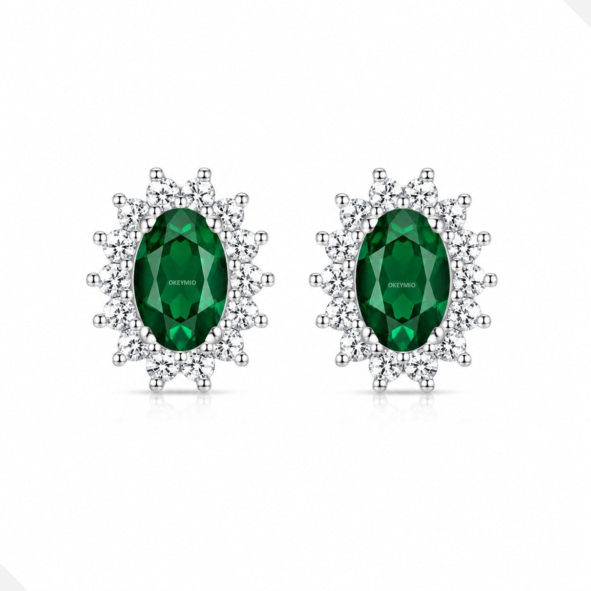 Aretes Topos Verde Esmeralda Plata 925 Con Circones Mujer
