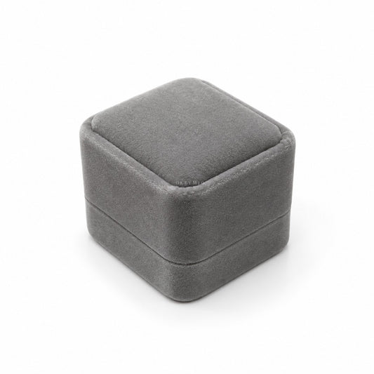 Estuche Premium de Terciopelo Gris para Anillo