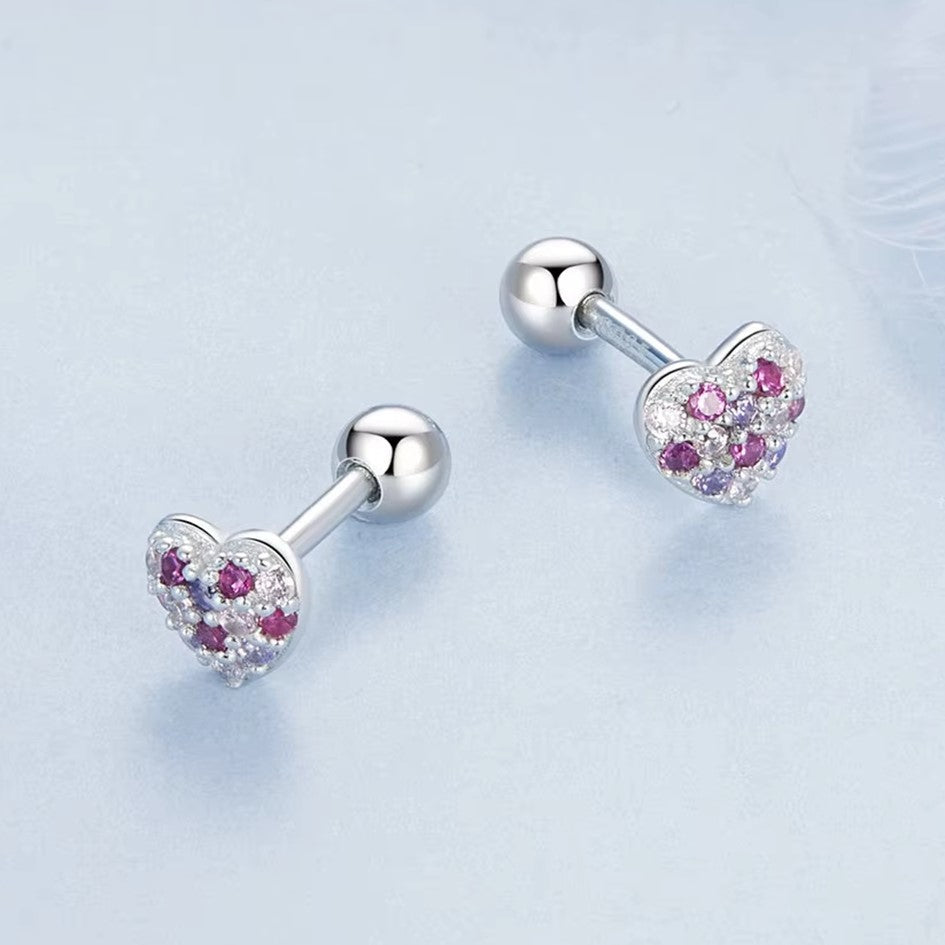 Aretes Topos Corazón En Plata 925