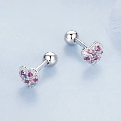 Aretes Topos Corazón En Plata 925