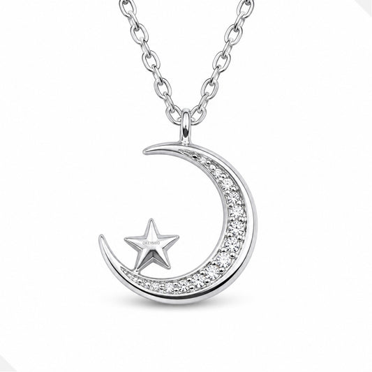 Dije Luna Y Estrella Plata 925 Con Cadena Antialérgico