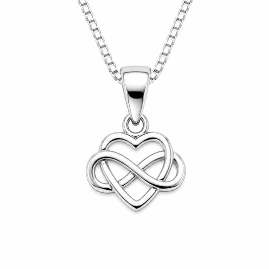 Dije Y Collar Plata 925 Corazón Símbolo Infinito Mujer