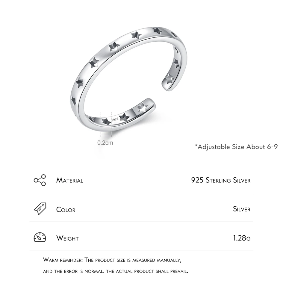 Anillo Ajustable Estrellas En Plata 925