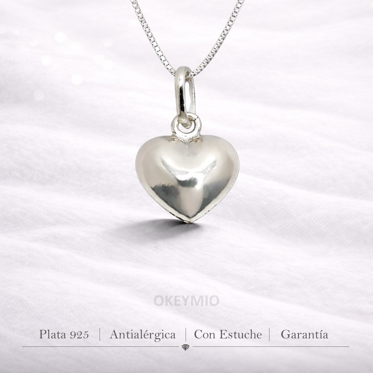 Dije Corazón En plata 925 Antialergica