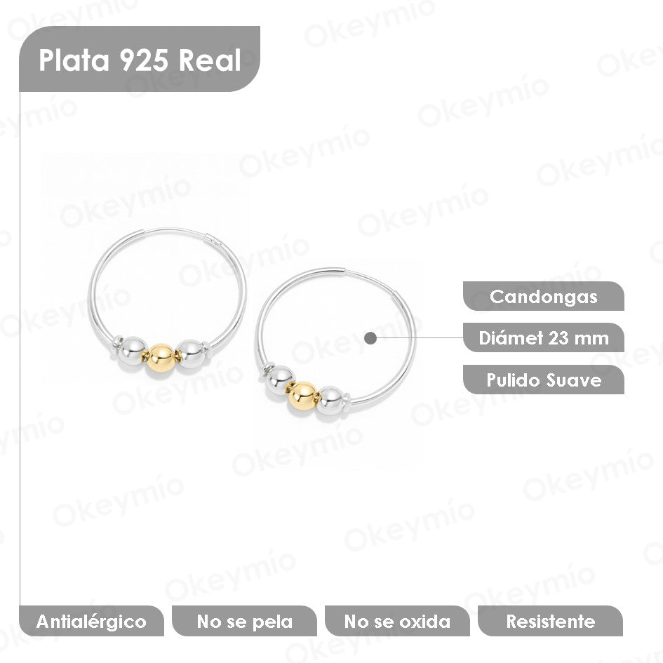 Candongas En Oro 18K y Plata 925