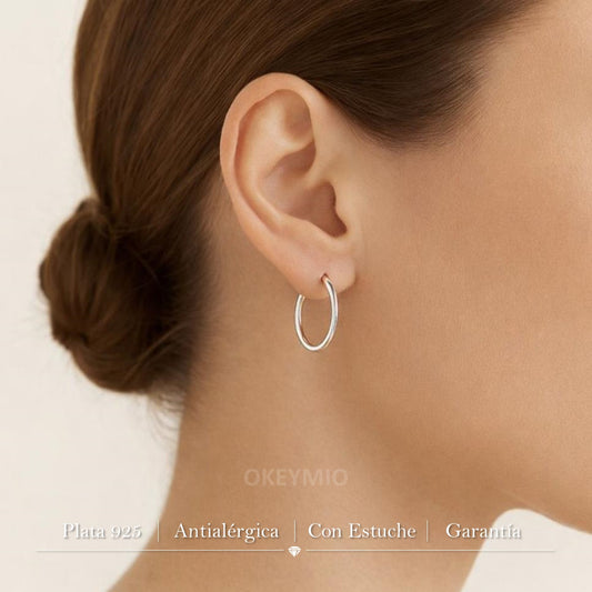 Aretes Candongas Plata 925 Mujer 2 cm