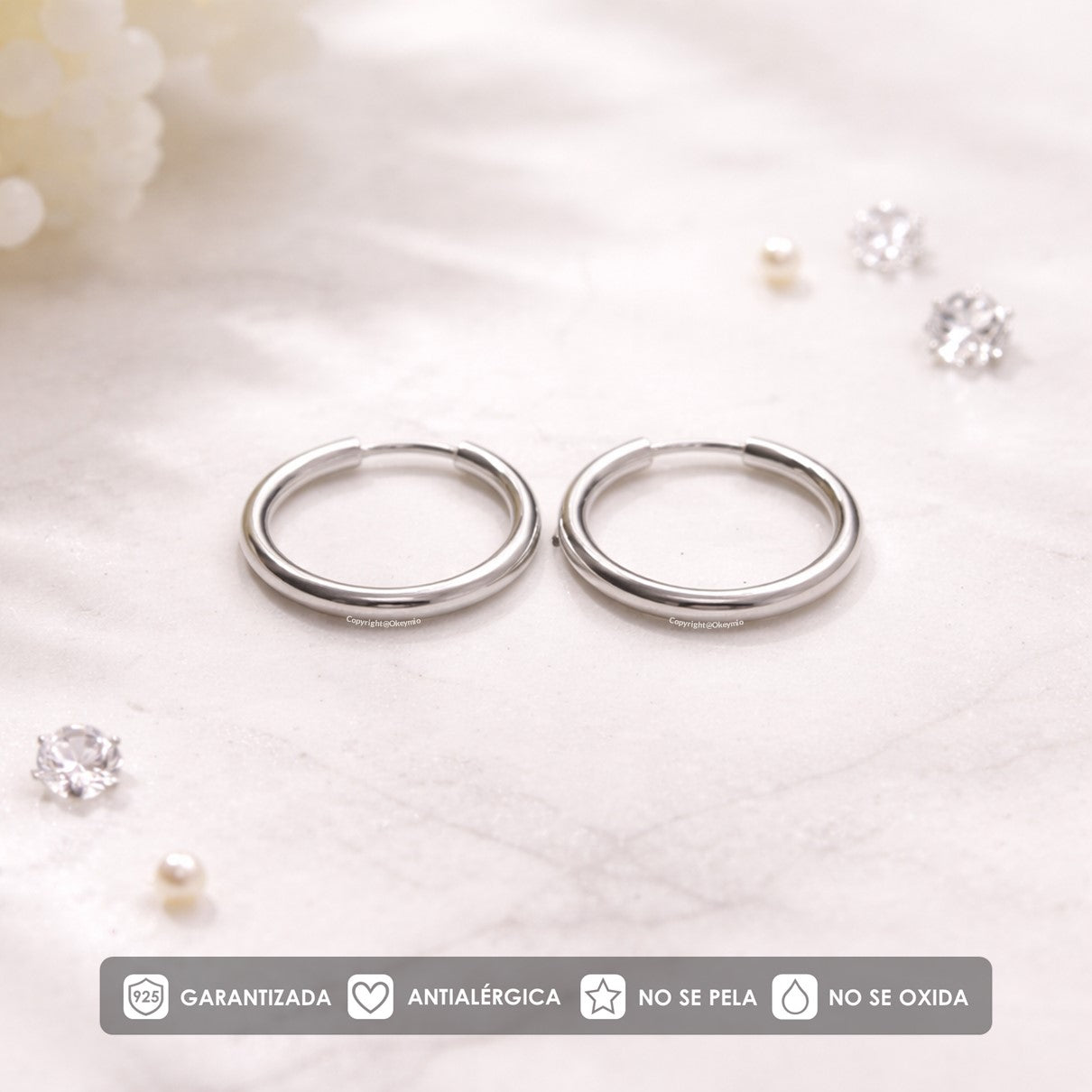 Candongas Pequeñas Plata 925 Aro Liso Elegante Unisex - 12 mm