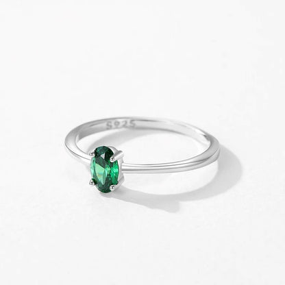 Anillo Compromiso Esmeralda Ovalada