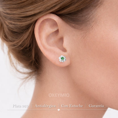 Aretes Topos Flor Con Circones Para Mujer En Plata 925