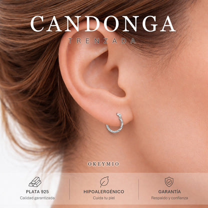 Aretes Aro Trenzado Candonga En Plata 925