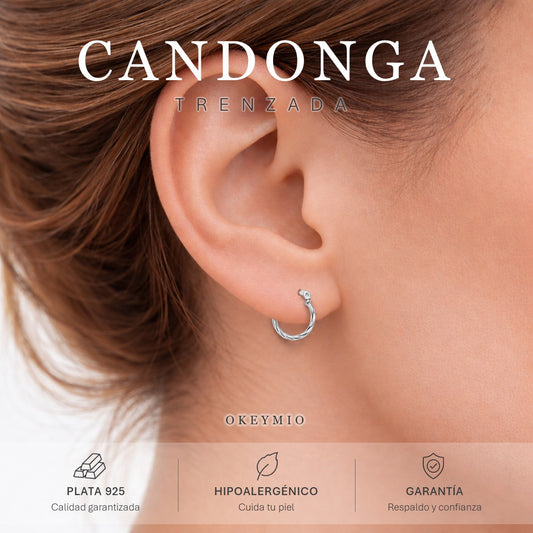 Aretes Aro Trenzado Candonga En Plata 925