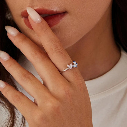Anillo Mariposas En Plata 925
