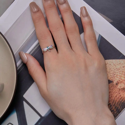 Anillo Ajustable Libelúla En Plata 925