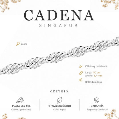 Cadena Singapur En Plata 925 (50cm)