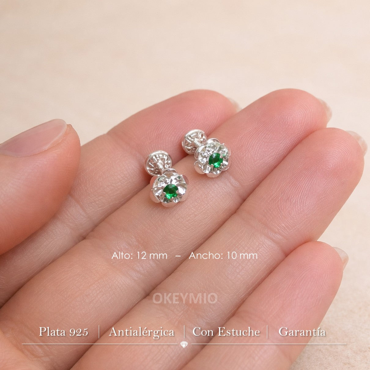 Aretes Topos Flor Con Circones Para Mujer En Plata 925