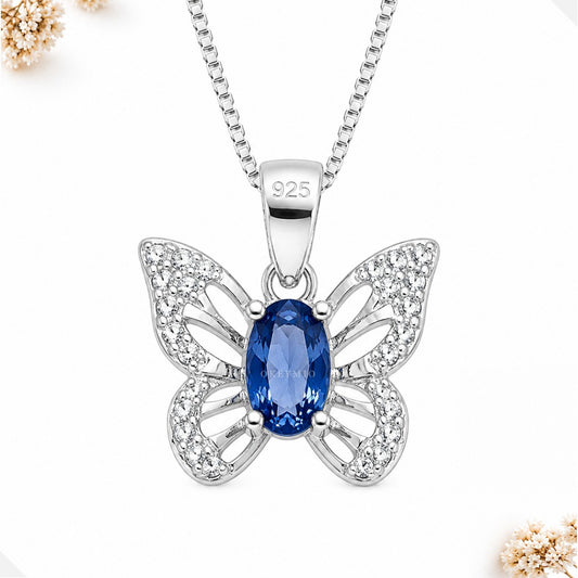 Dije Y Collar Mariposa Plata 925 Con Circones