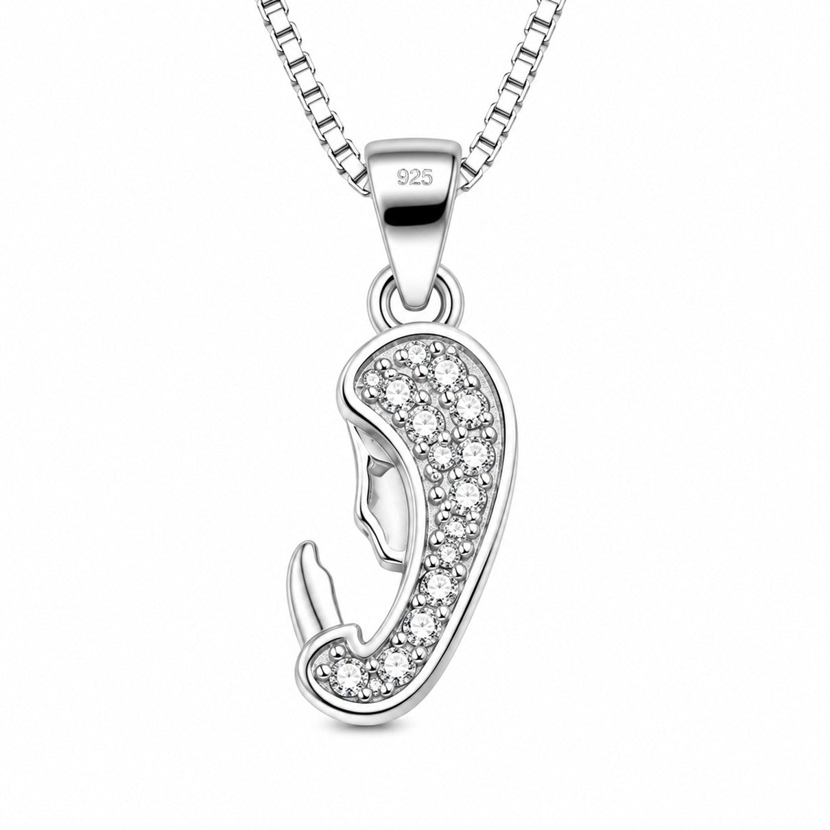 Dije Y Collar Virgen María Plata 925 Con Cristales