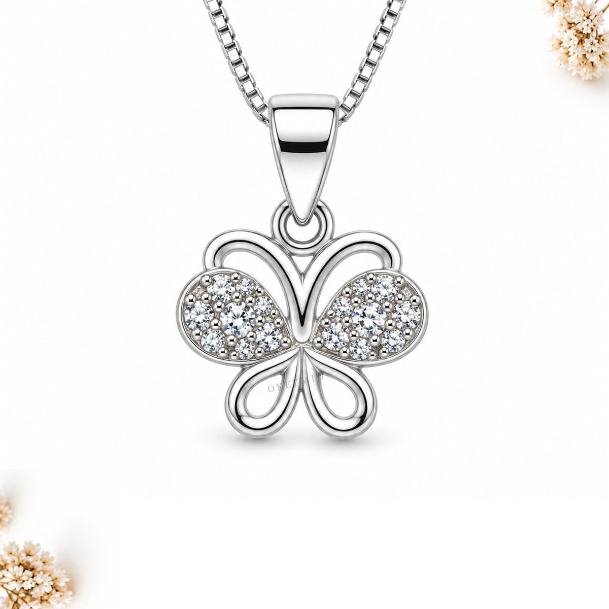 Dije Mariposa En Plata 925 Con Cadena Para Mujer
