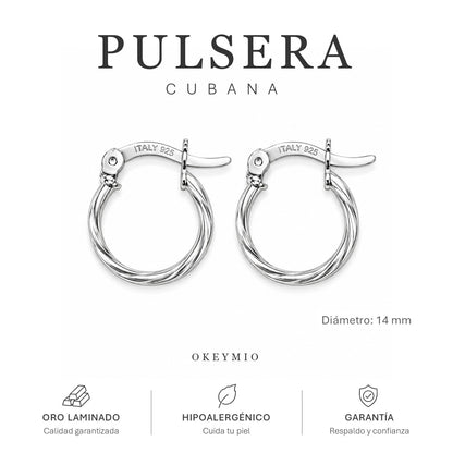 Aretes Aro Trenzado Candonga En Plata 925