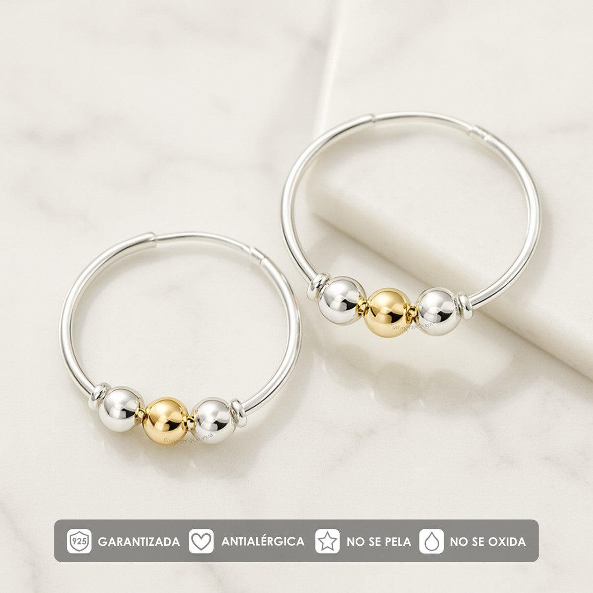 Candongas En Oro 18K y Plata 925