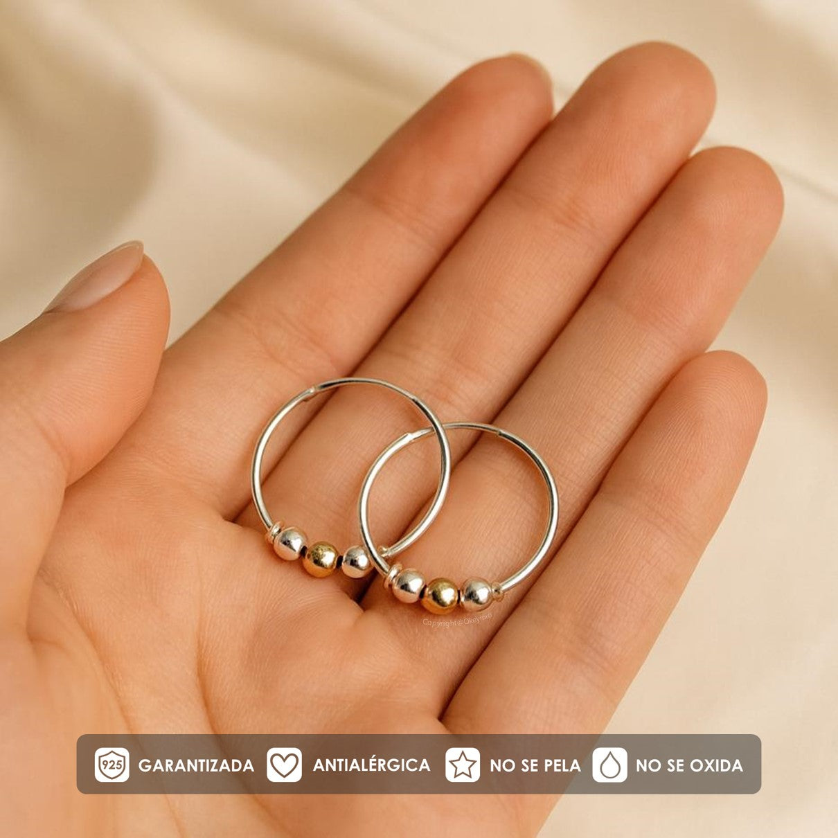 Candongas En Oro 18K y Plata 925