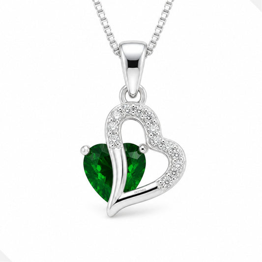 Dije Plata 925 Corazón Verde Diseño Romántico Modernos
