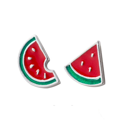 Aretes Topitos Sandía En Plata 925