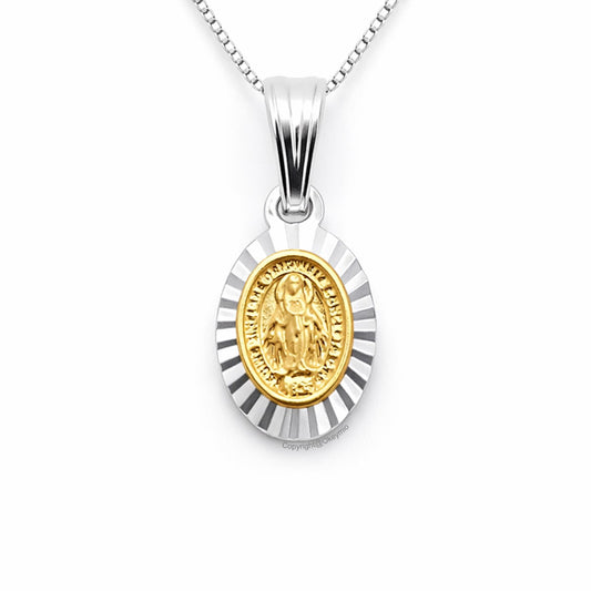 Dije y Cadena Virgen Plata 925 Oro laminado 18k