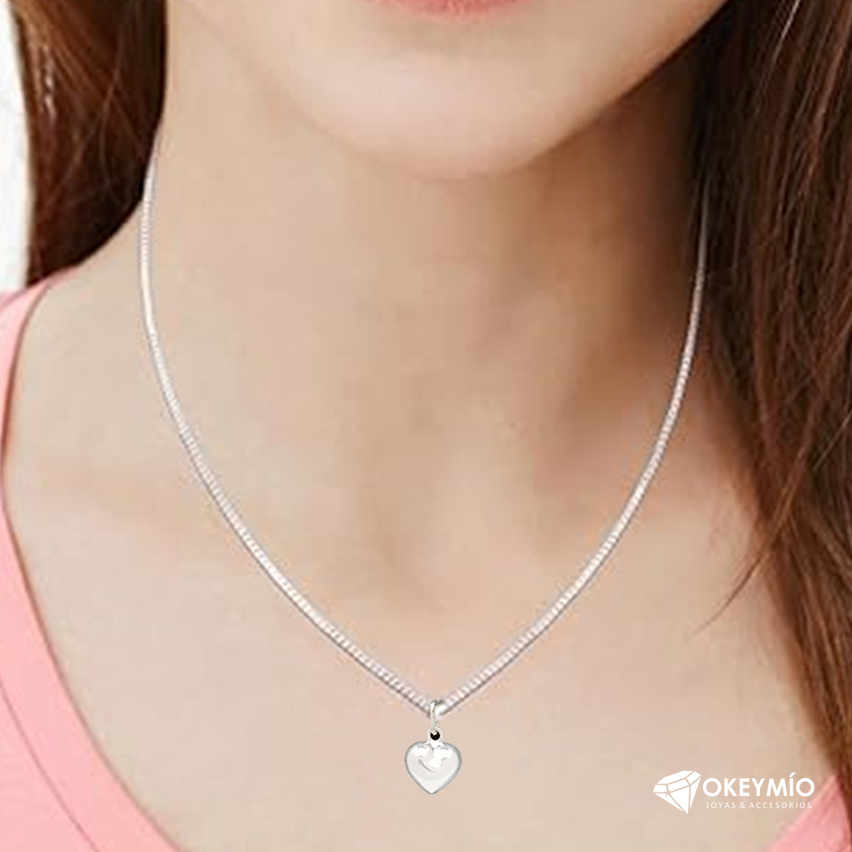 Cadena Con Dije Corazón Inflado En Plata 925