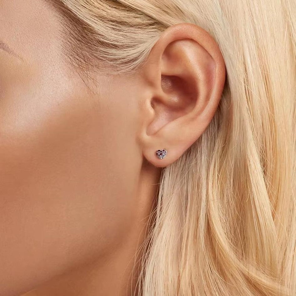 Aretes Topos Corazón En Plata 925