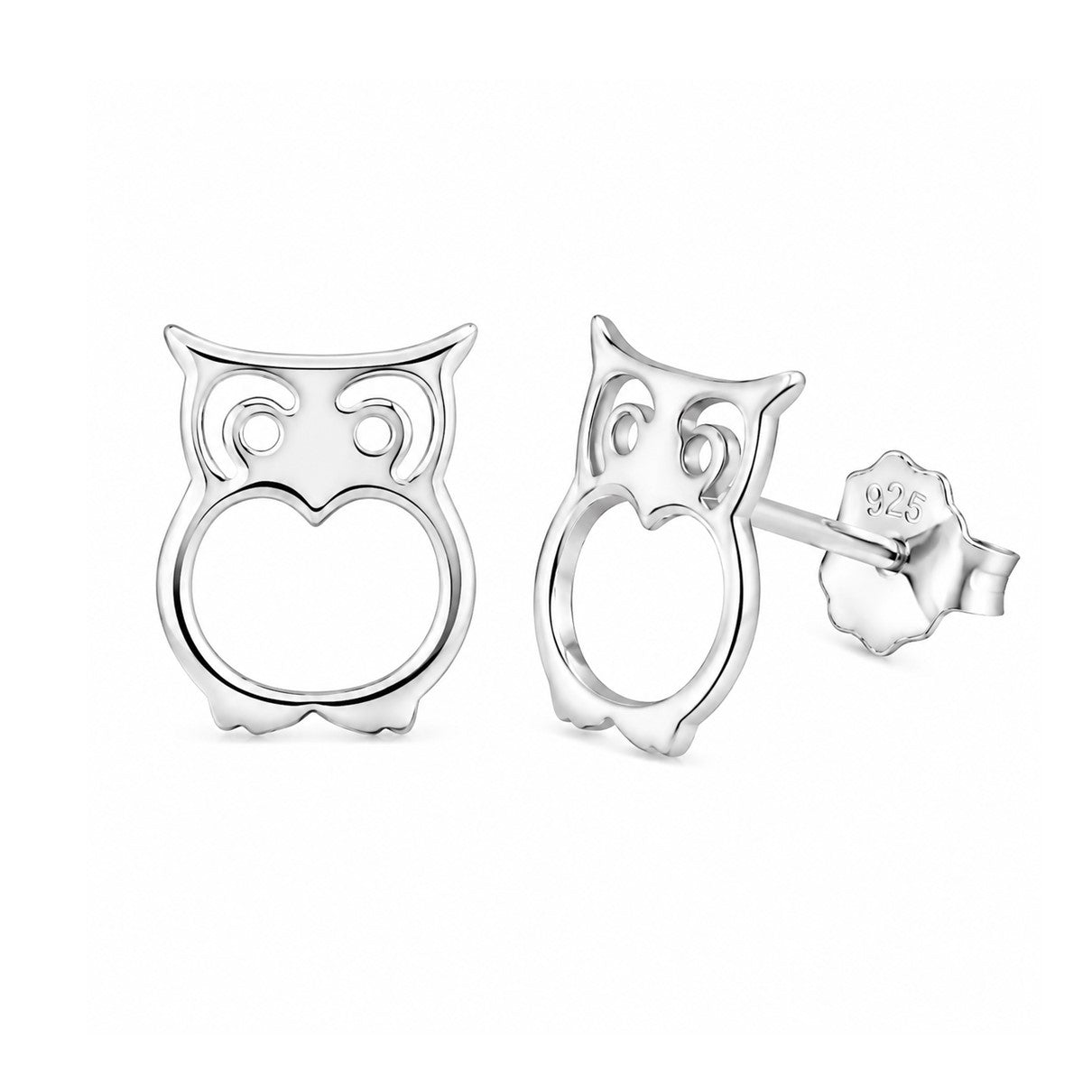 Topos Búho Plata 925 Aretes Minimalistas Mujer