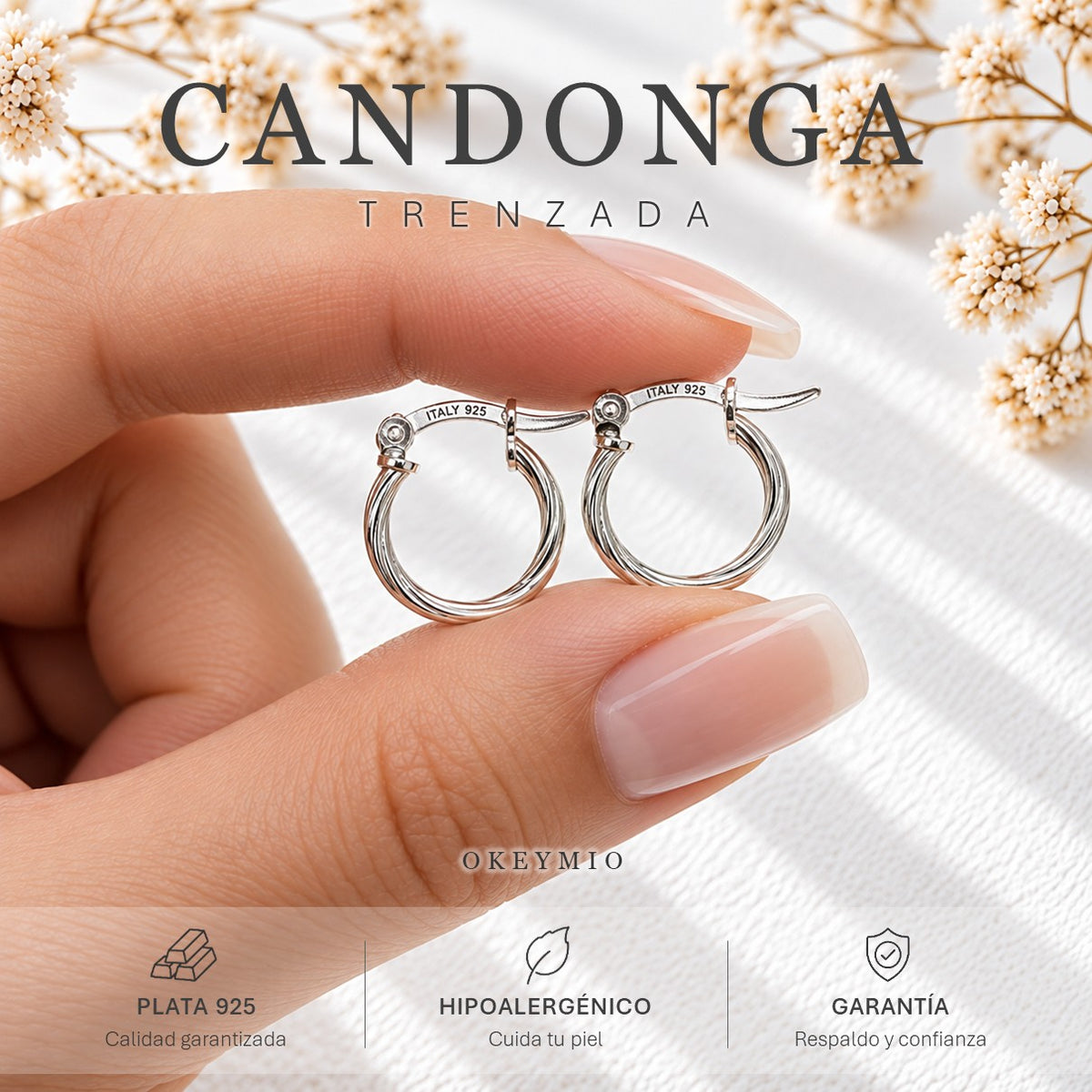 Aretes Aro Trenzado Candonga En Plata 925