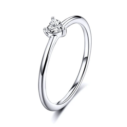 Anillo De Compromiso Mujer Circón Corazón
