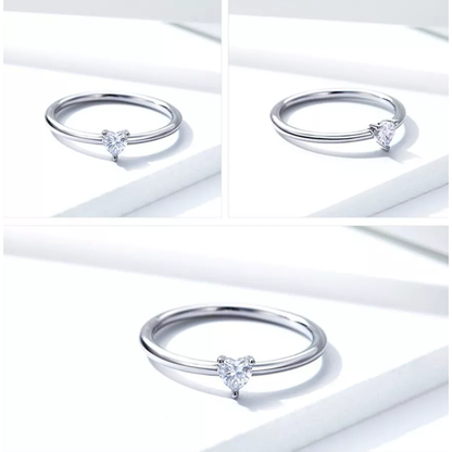 Anillo De Compromiso Mujer Circón Corazón