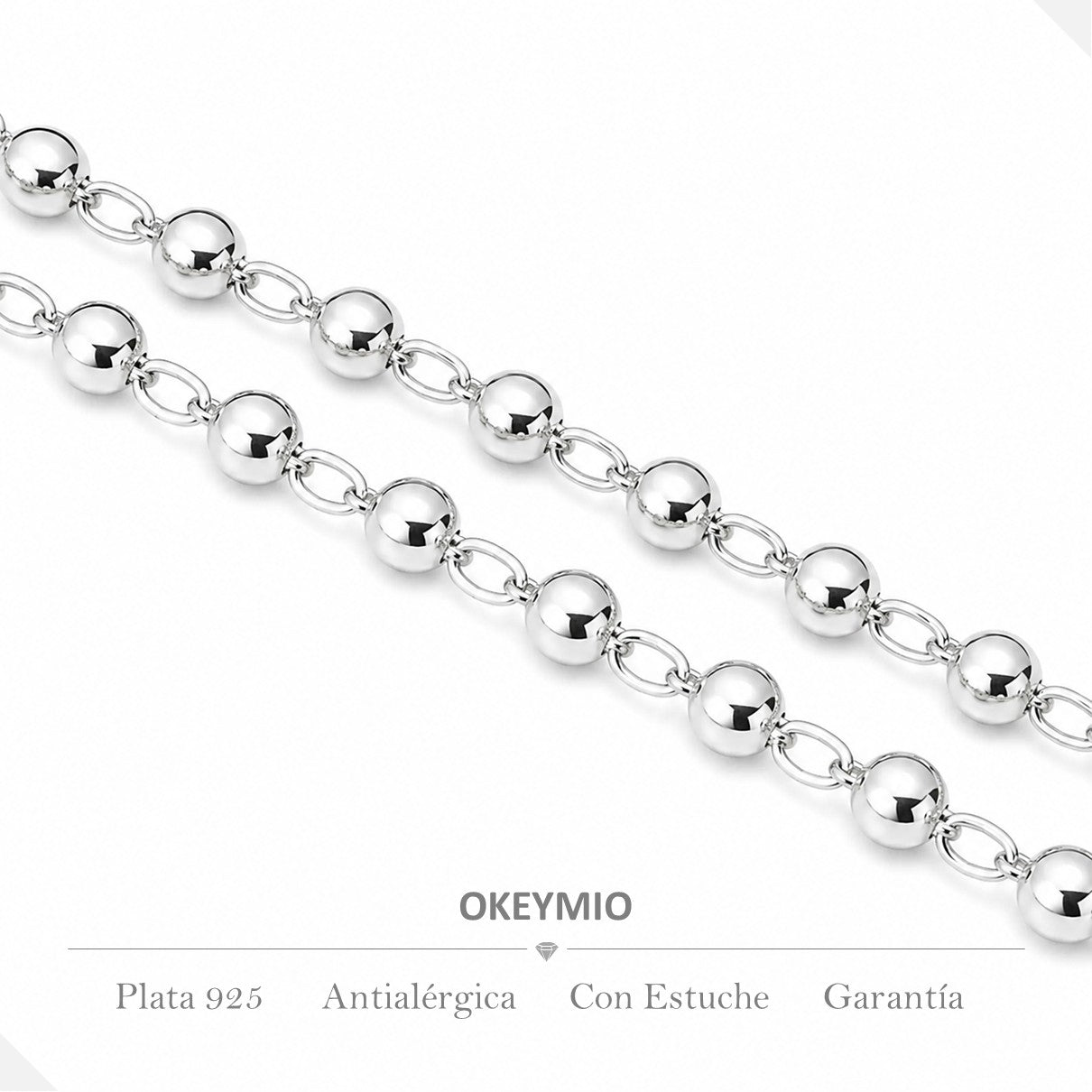 Rosario Camandula  45 cm | Balin 2,5mm | Plata 925 Italiana