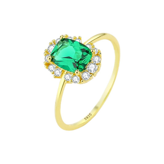 Anillo Esmeralda Rusa Chapada En Oro De 18k