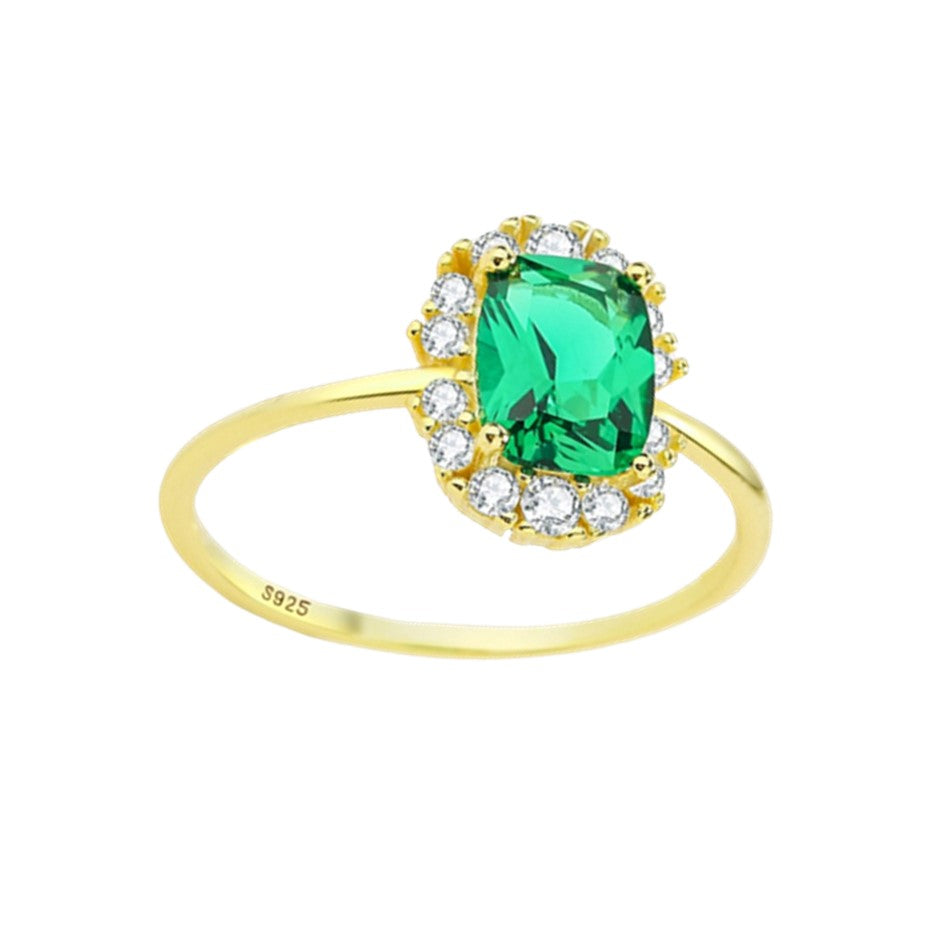 Anillo Esmeralda Rusa Chapada En Oro De 18k