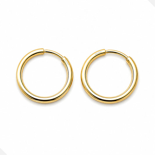 Aretes Candongas Lisas Oro Laminado 18K Clasicas