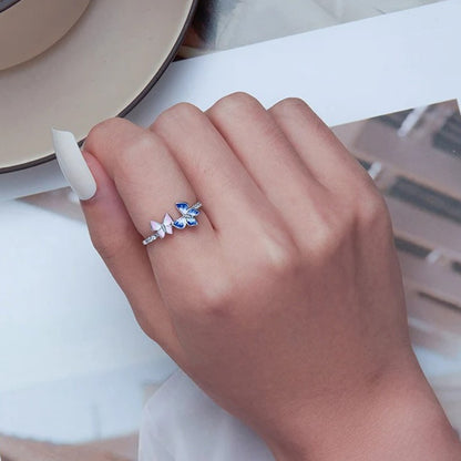 Anillo Mariposas En Plata 925