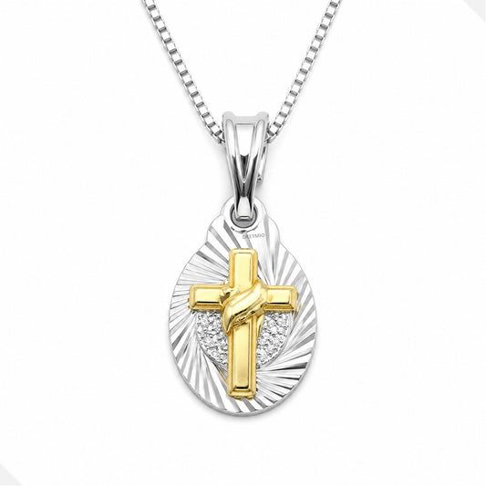 Dije Cruz Oro Plata 925 Con Cadena Antialérgico