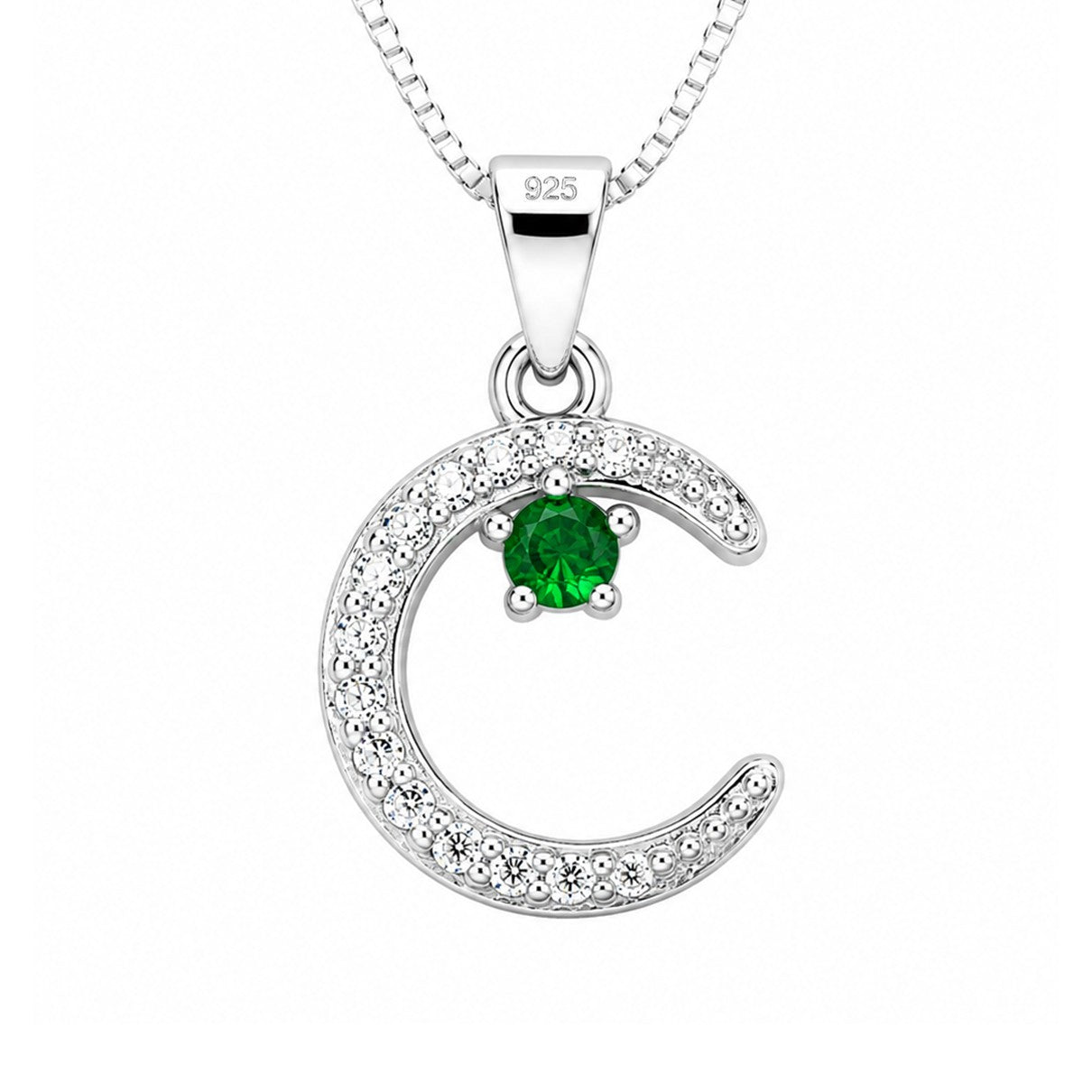Dije Y Collar Luna Plata 925 Con Circon Para Mujer
